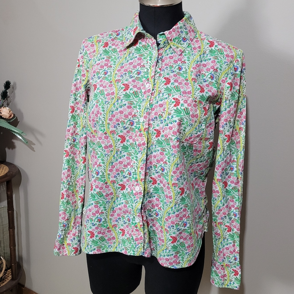 Liberty of London pink floral print cotton shirt